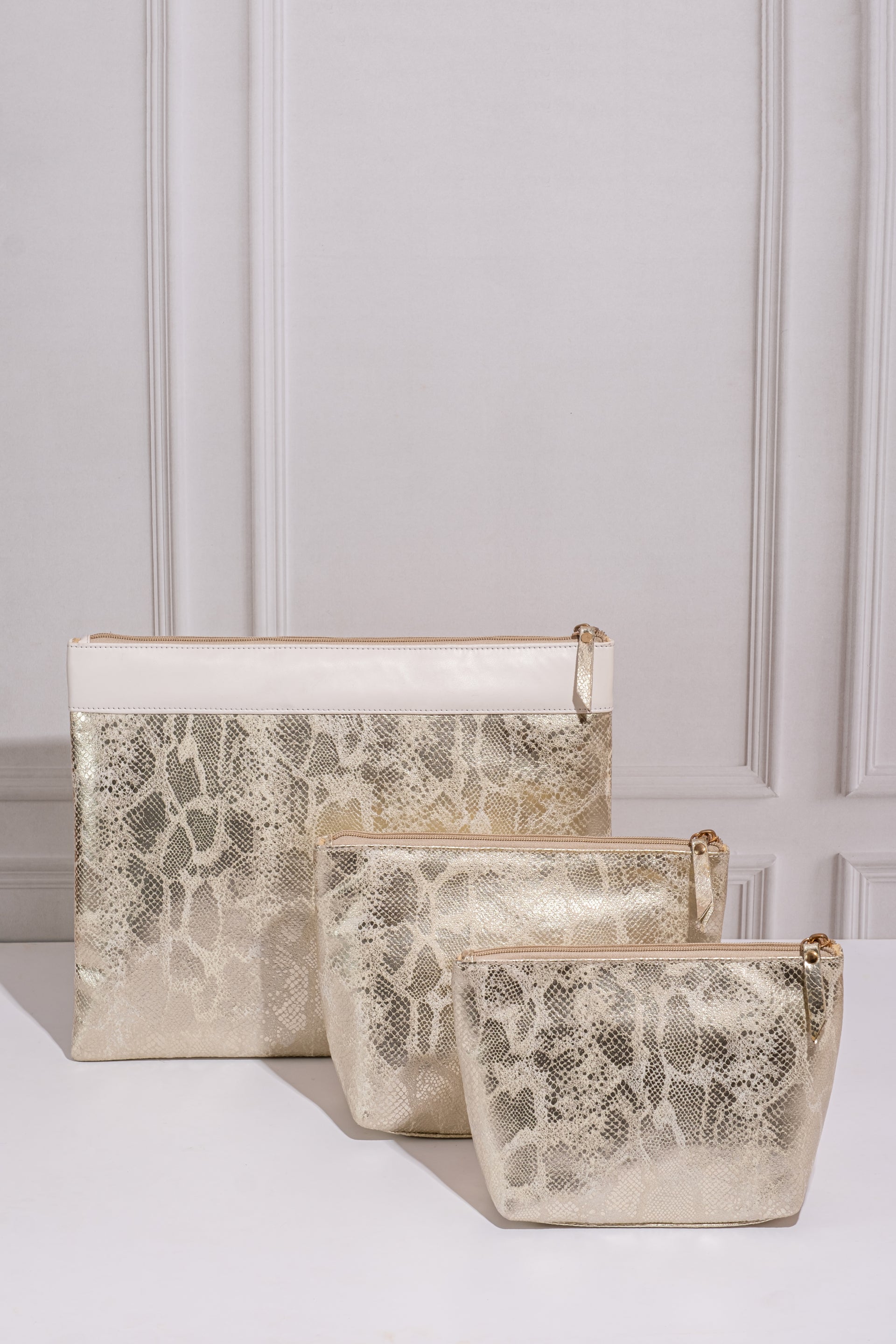 Travel Pouch - Beige and Golden