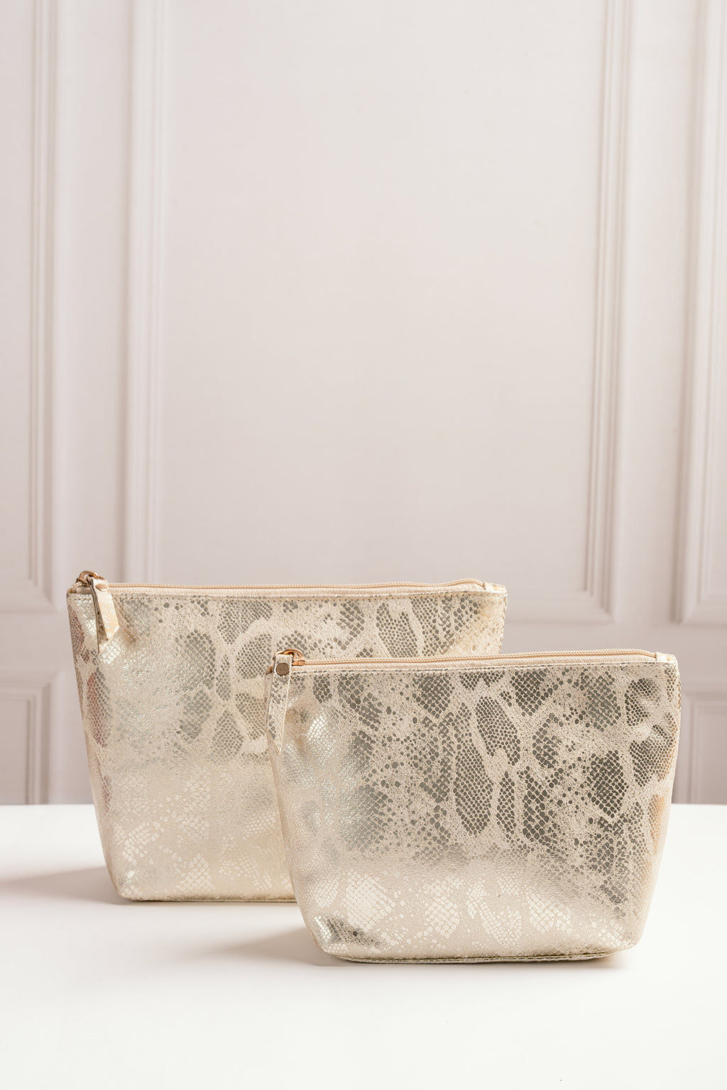 Travel Pouch - Beige and Golden