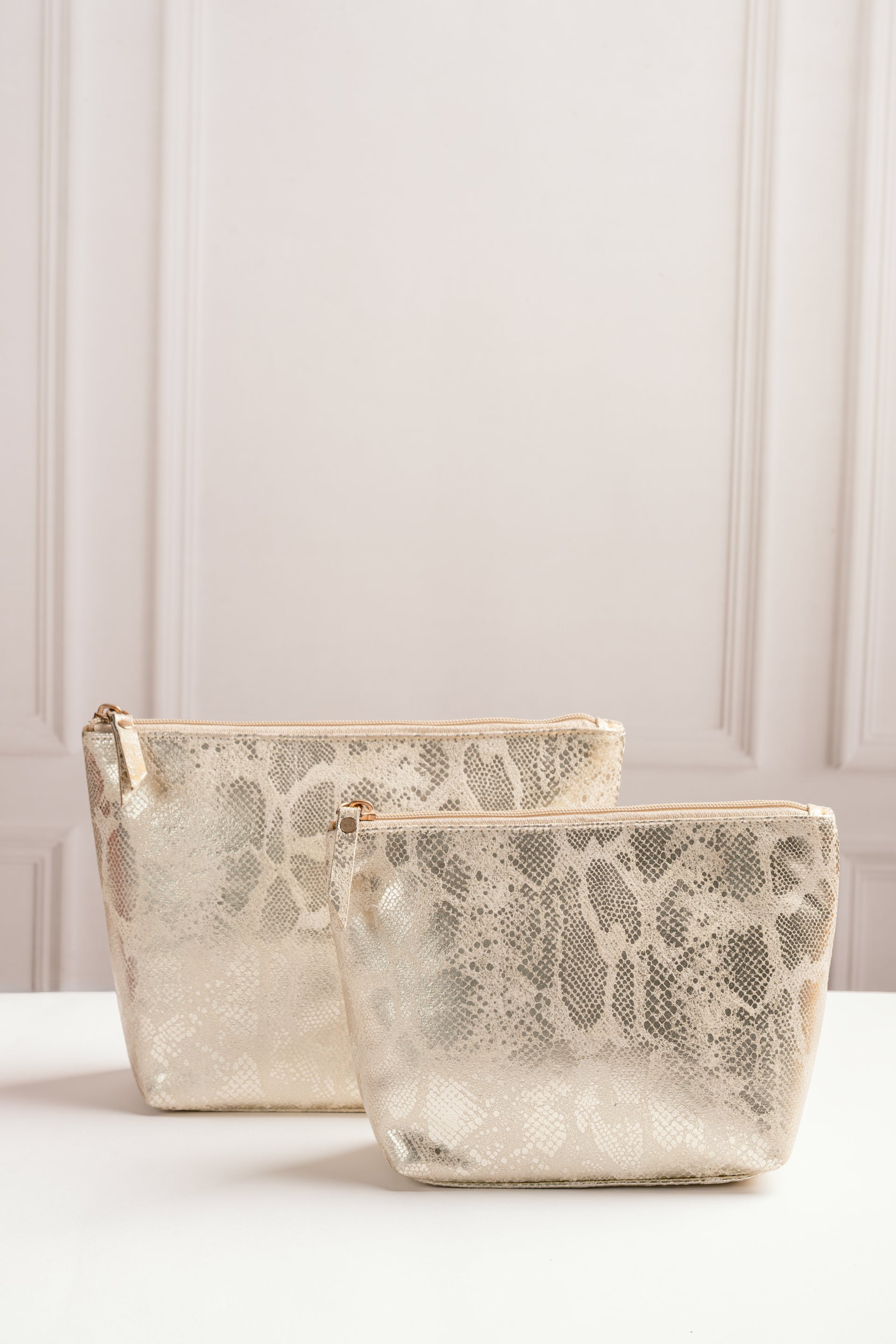 Travel Pouch - Beige and Golden