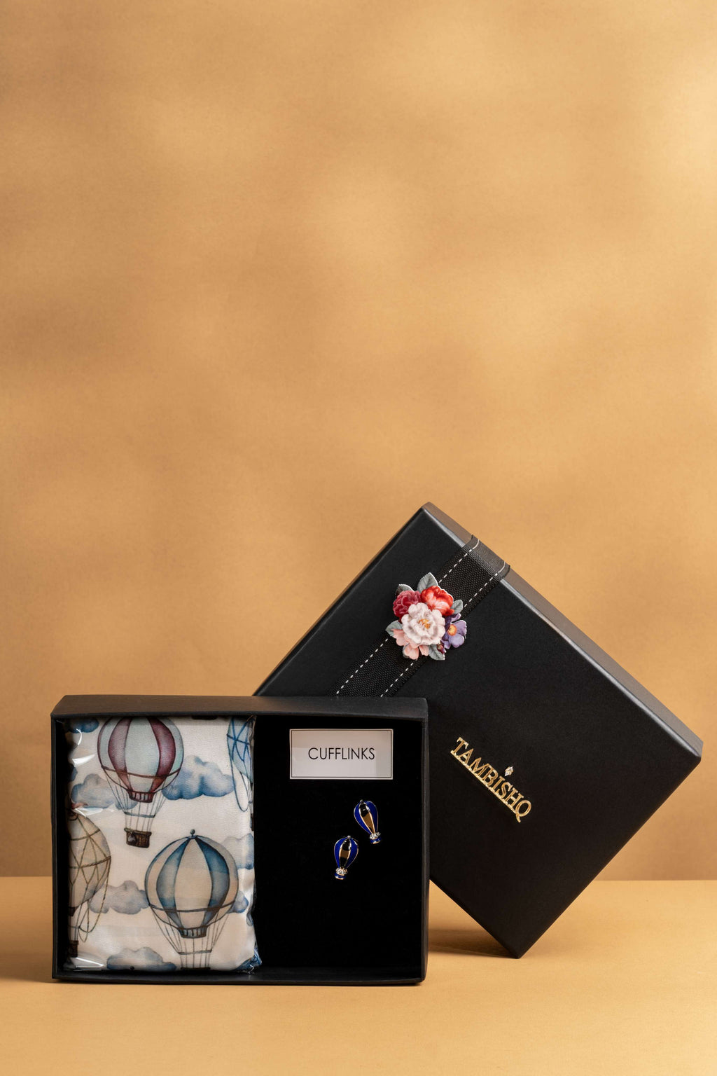 Hot Air Balloon Cufflinks and Pocket square