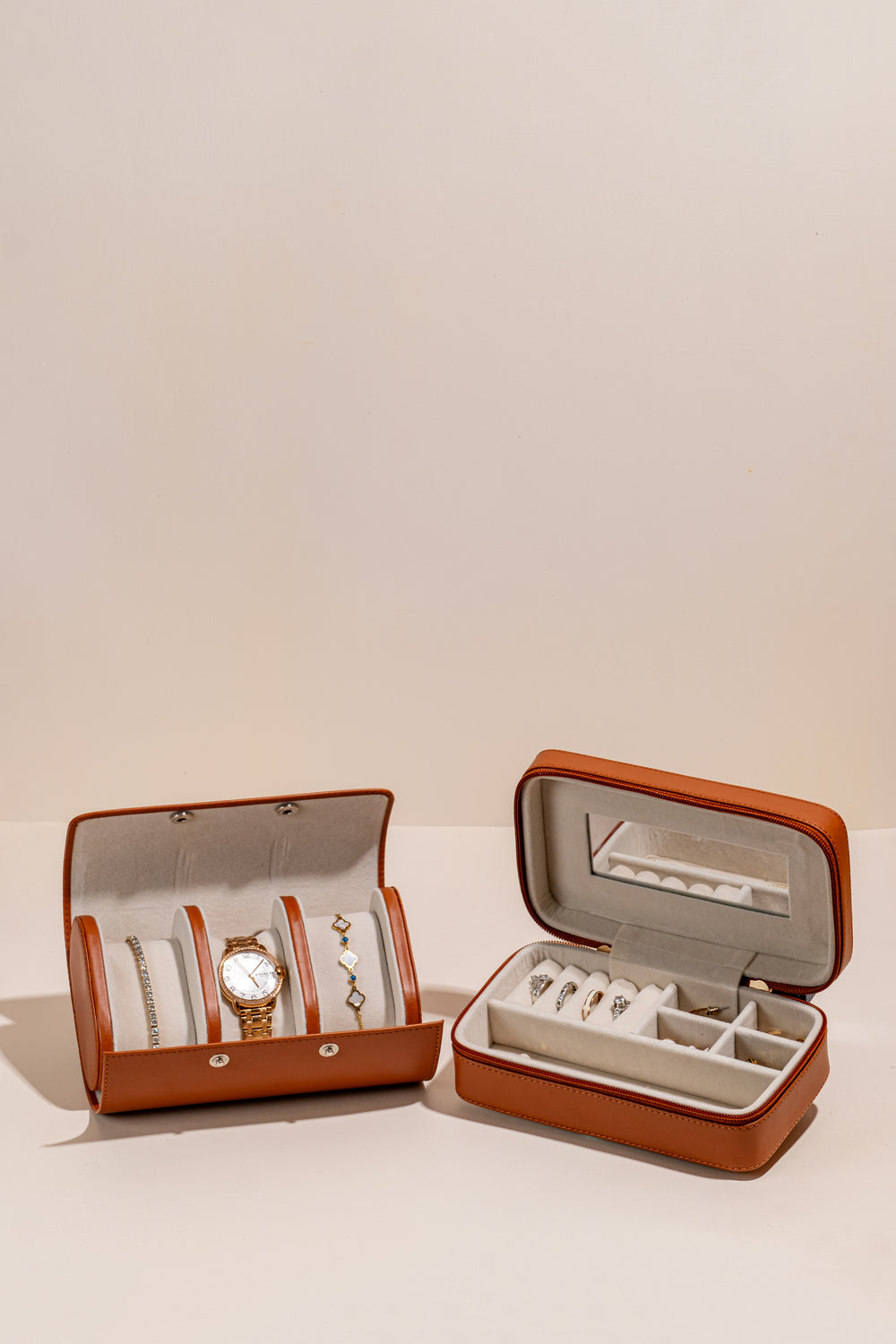 Vanity set  Of 5/3 - Tan Leather