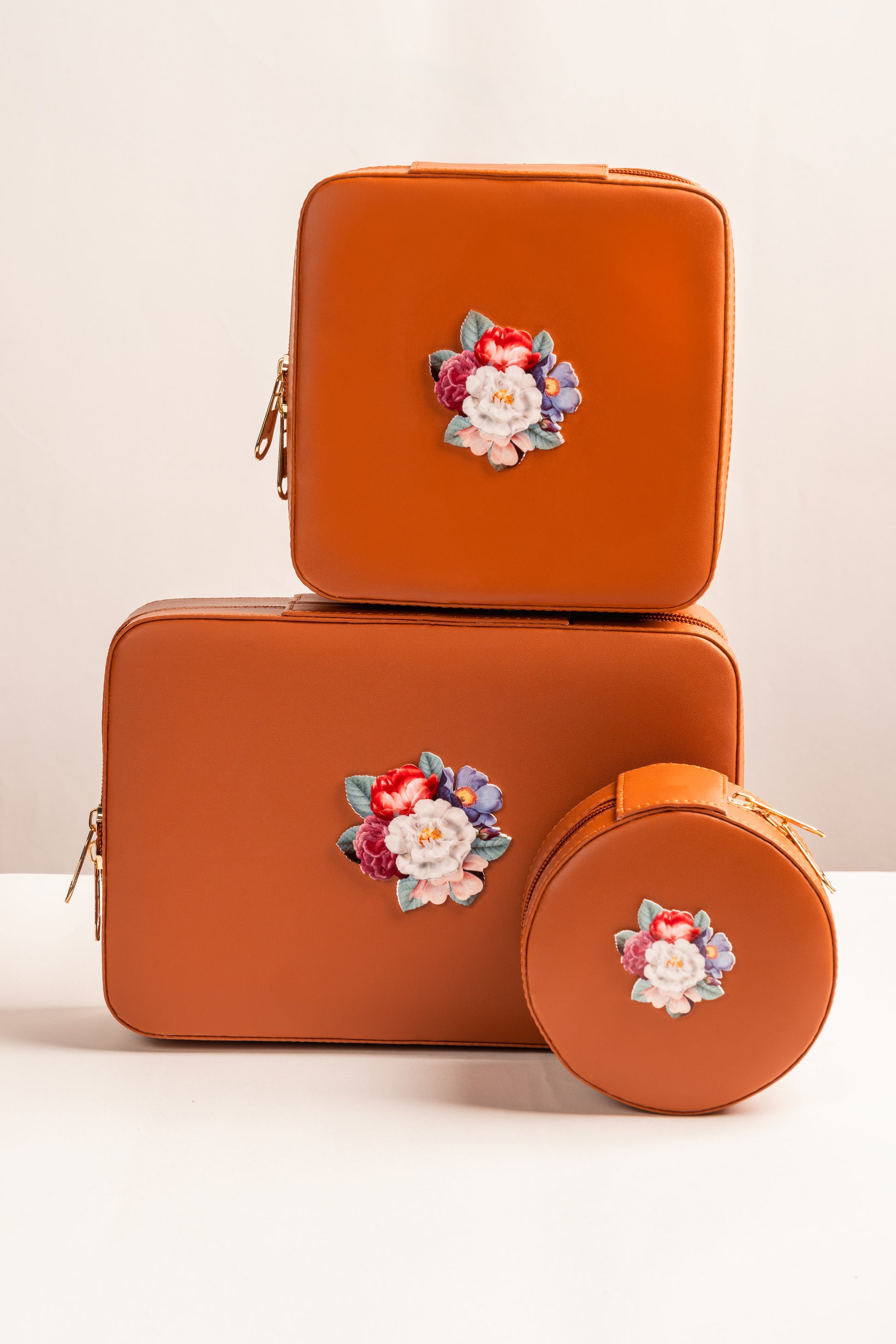 Vanity set  Of 5/3 - Tan Leather