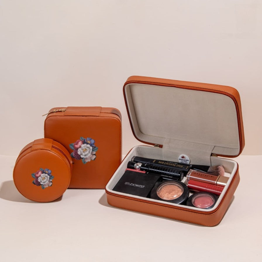 Vanity set  Of 5/3 - Tan Leather